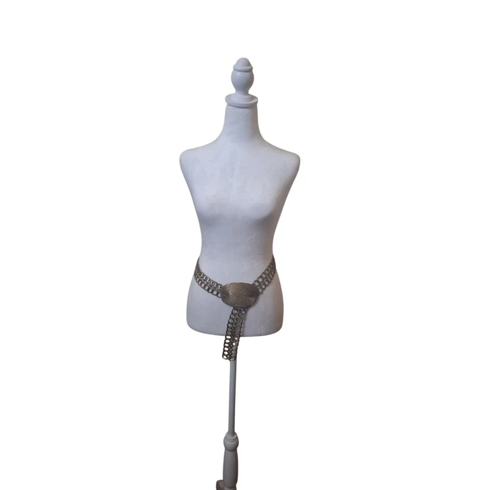 Vintage 80s Size Large Adjustable Metal‎ Metallic Belt Retro Costume Coachella